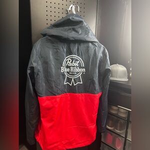 Pabst - PBR - Men's Red and Blue Lightweight Jacket  (Beer) (EUC)